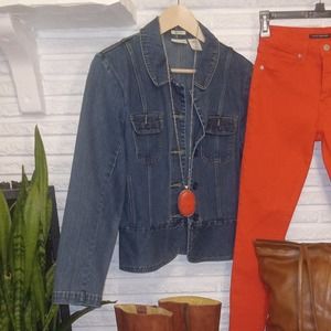 St. John's Bay Stretch Women's Distressed Denim Jean Jacket Size M